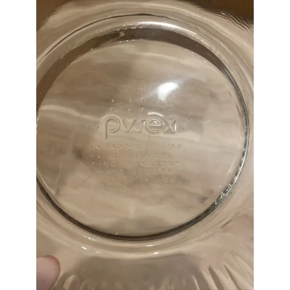 Pyrex Clear Glass 8.5” Ribbed Bowl 10 Cup 2.5 L #7403-S